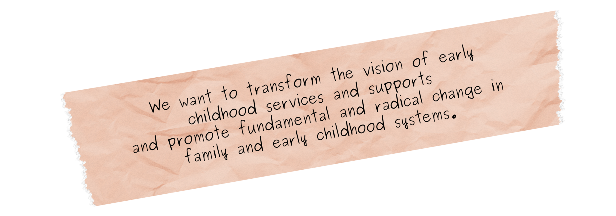 We want to transform the vision of early childhood services and supports and promote fundamental and radical change in family and early childhood systems.